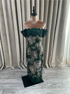 marchesa notte green lace dress | Dresses | Marchesa Silk Strapless Rusched Ruffled Cocktail 2 Velvet gown